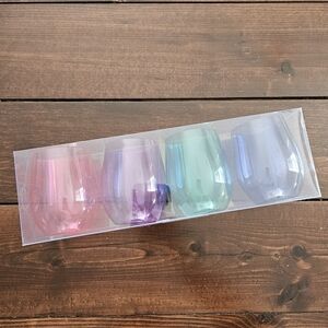 Ashland Christmas Set of 4 Reusable Jewels & Jolly Wine Glasses Multicolor 12 oz